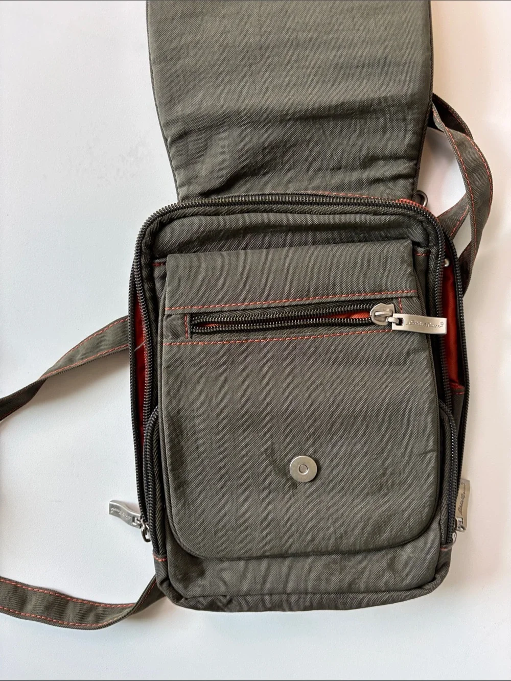 Eddie Bauer Crossbody Travel Bag Olive Green Organizer Utility EUC - Picture 5 of 6